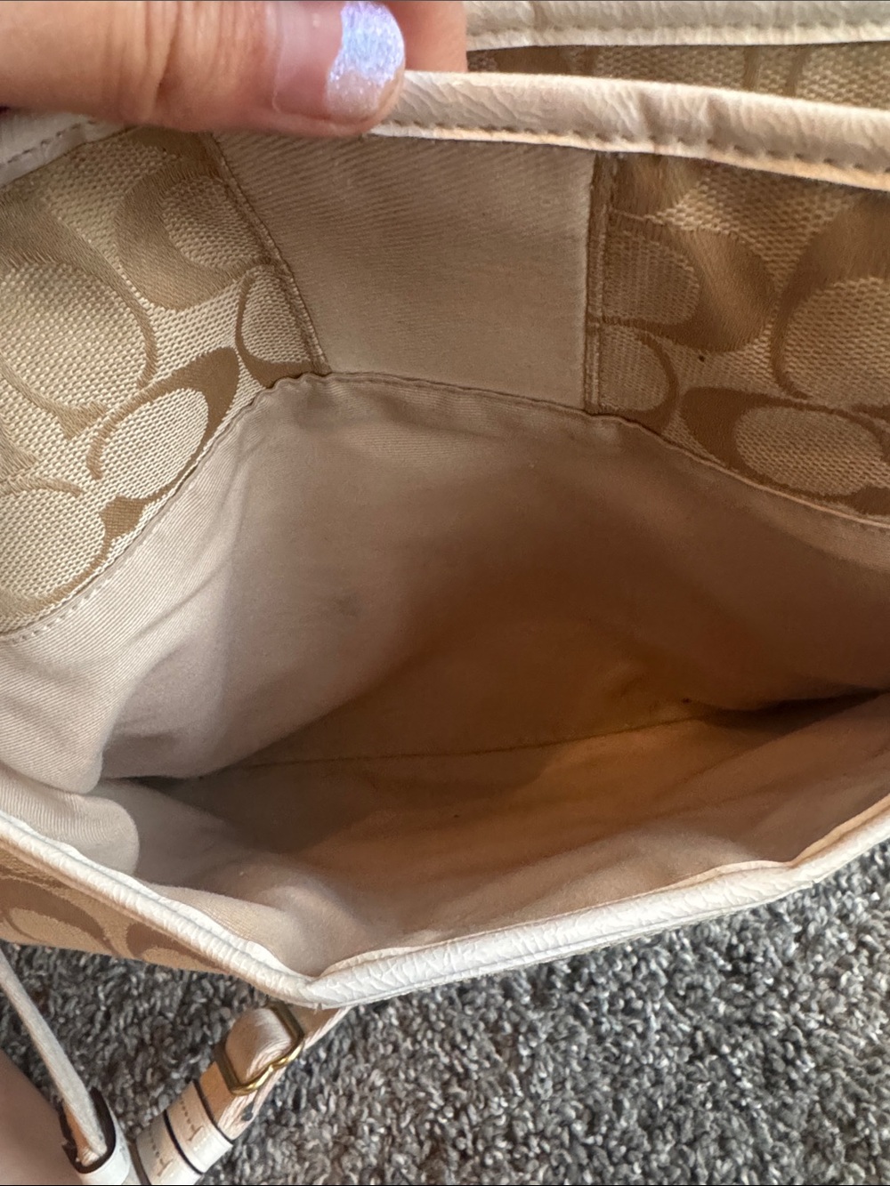 Coach Tan Signature Canvas Crossbody Bag style# F28502 - Picture 5 of 8